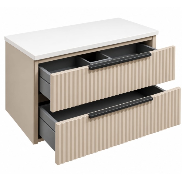 Mobilier baie suspendat Duna Marfil cu blat compozit alb 60×46×50cm - Img 3