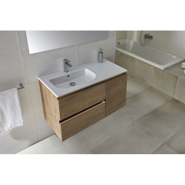 Set mobilier JADE 89,7x45,2cm + Lavoar MID asimetric 91x46cm2 sertare soft-close si 1 usa