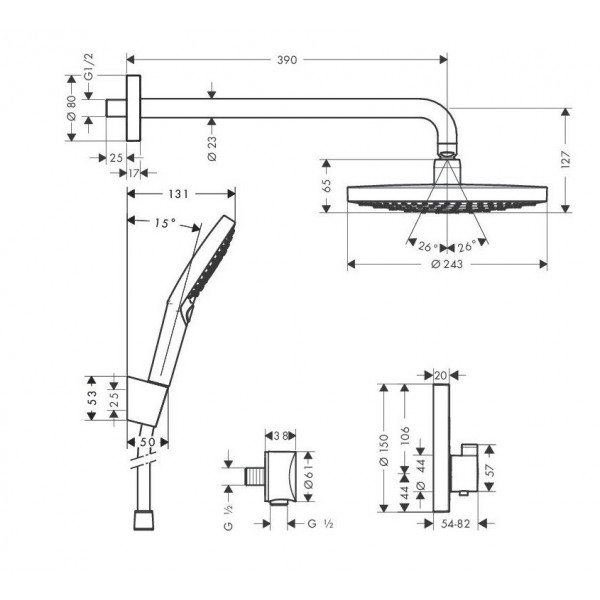 Sistem de dus incastrat RAINDANCE SELECT S 240 2 JET termostatic 27297000 - Img 2