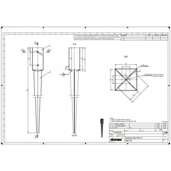 Suport grinda tip țăruș 71 mm - Img 2