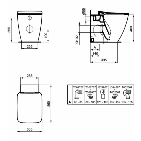 Vas wc pentru rezervor incastrat STRADA II BTW AquaBlade T296801 - Img 3