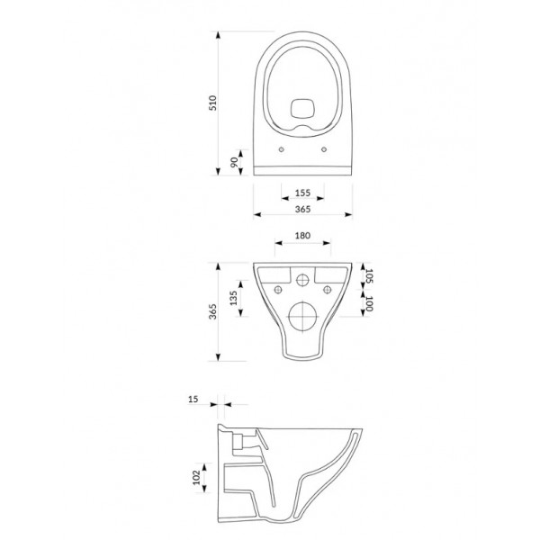 Vas WC suspendat cu capac Duroplast Slim, 51 x 36,5 x 36,5 cm, alb, Mille S701-453, Cersanit - Img 3