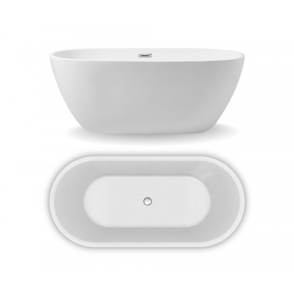 Cada Freestanding ovala, alba din acril, 170x75 cm, Lore MB17, Becrisa - Img 2