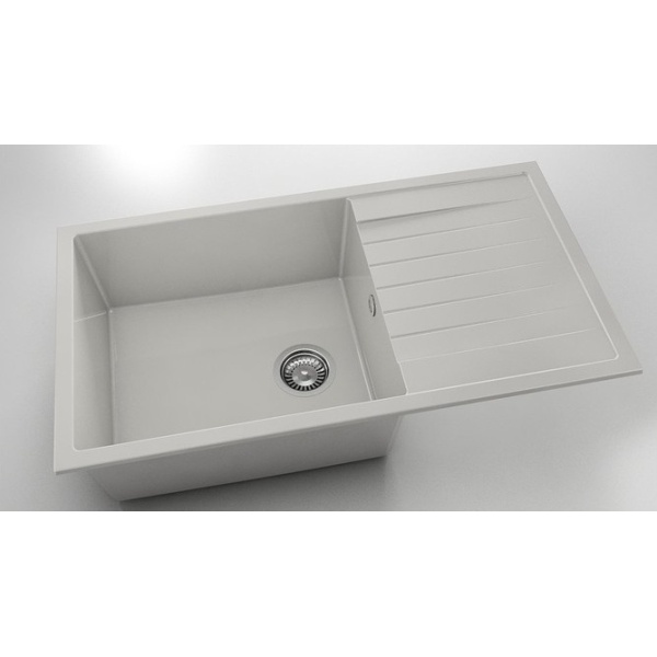 Chiuveta bucatarie dreptunghiulara alba 90x49cm cu o cuva Fat 229