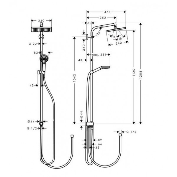 Coloana dus CROMETTA E 240 1 JET RENO ECO SMART 27289000 - Img 2