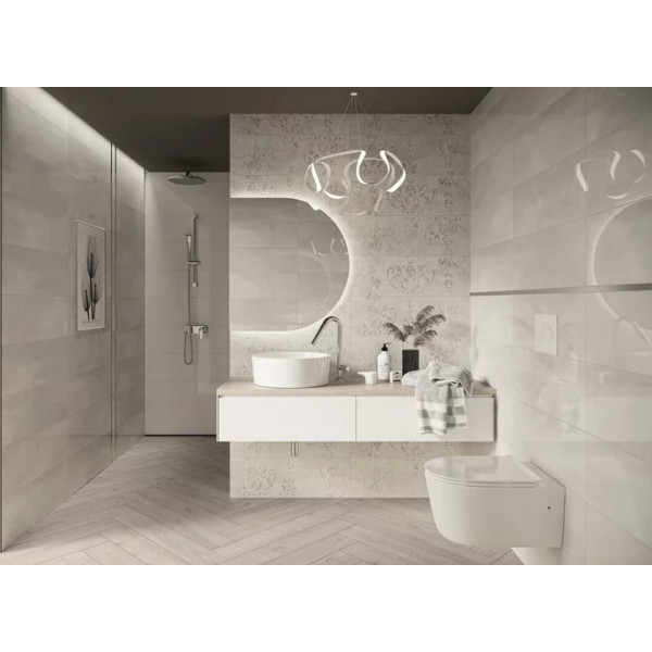 Faianta SILENCE SILVER, baie/bucatarie, interior, gri deschis lucios 25x75cm  - Img 2