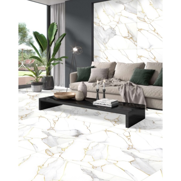 Gresie Dart gold portelanata, rectificata, interior-exterior, tip marmura 60X120 India - Img 3
