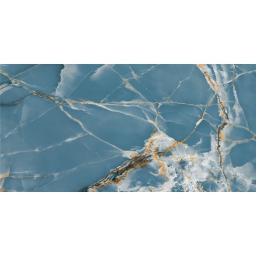 Gresie Flicker Onyx teal lucios portelanata, rectificata, interior-exterior, tip onyx 60X120 India