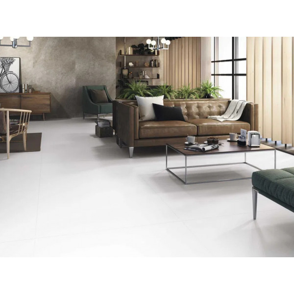 Gresie SUPPER WHITE MAT rectificata, portelanata, interior-exterior alb mat 60x60cm - Img 2