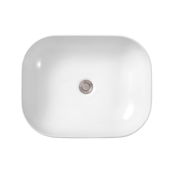 Lavoar baie pe blat Elegance, dreptunghiular, alb, ceramica, 50,5 x 40,5 x 14 cm, Anahita - Img 4