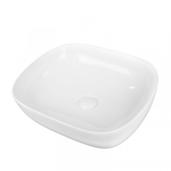 Lavoar baie pe blat FIDES, dreptunghiular, alb din ceramica, 48.5x39.5cm Fluminia - Img 4