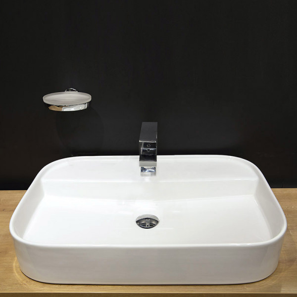 Lavoar baie pe blat, Juno, dreptunghiular alb din ceramica, 65x45x13 cm Fluminia - Img 4