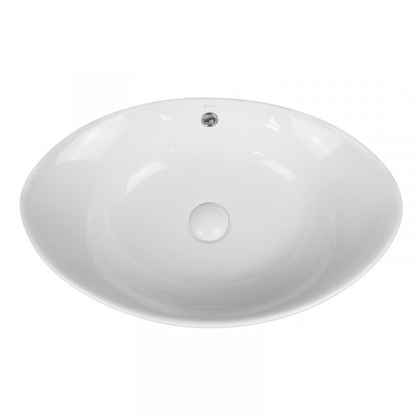 Lavoar baie pe blat RIO GRANDE, oval, alb din ceramica, 58x37,5cm Fluminia - Img 2