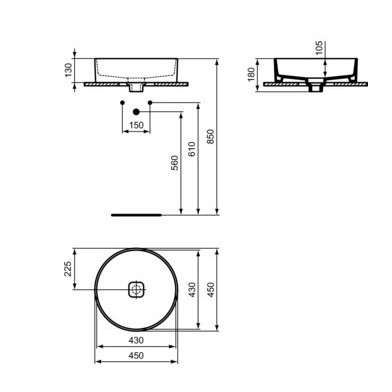 Lavoar baie pe blat Strada II, rotund alb din ceramica Ideal Standard - Img 6