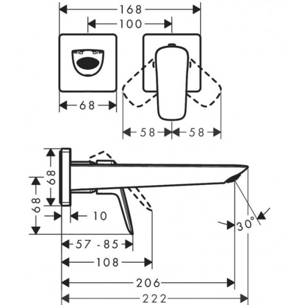 Ornament baterie lavoar perete LOGIS FINE pipa 20,5cm 71256000 Hansgrohe fara corp incastrat - Img 2