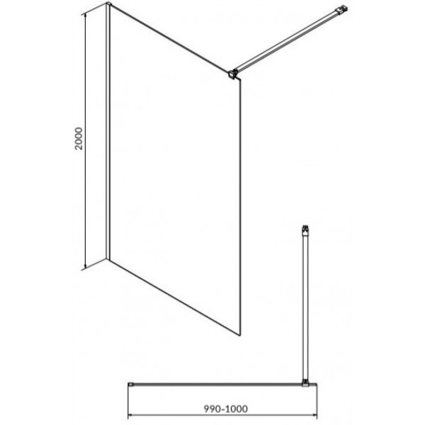 Paravan sticla WALK-IN MILLE CHROM 100X200cm S161-001 - Img 2