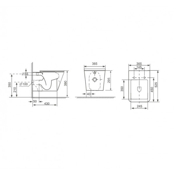 Vas WC suspendat cu capac Soft Close, 52,5 x 36,5 x 29,5 cm, alb, Paris B2350 - Img 2