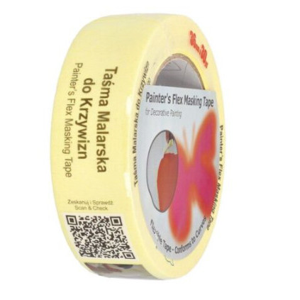 Banda mascare pentru linii curbe galbena 48 mm x 50 m
