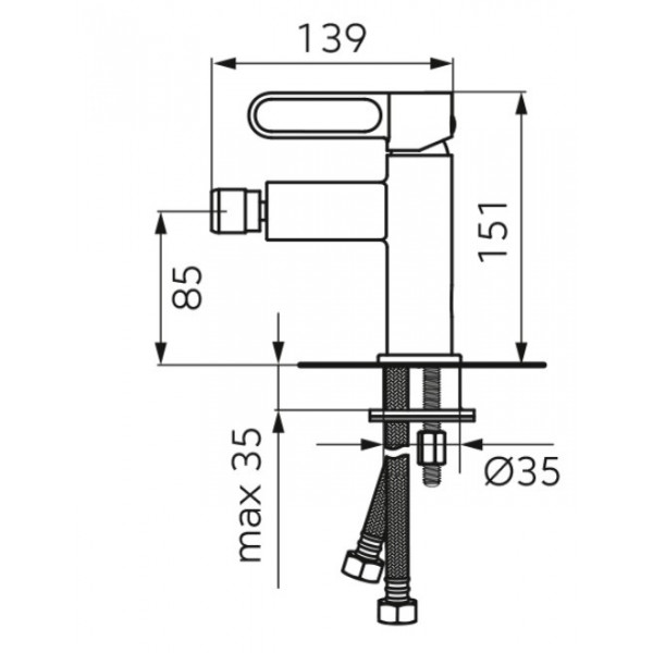 Baterie bideu ZAFFIRO ventil click-clack alb mat FDSFD1-ZFR-6-33 - Img 2