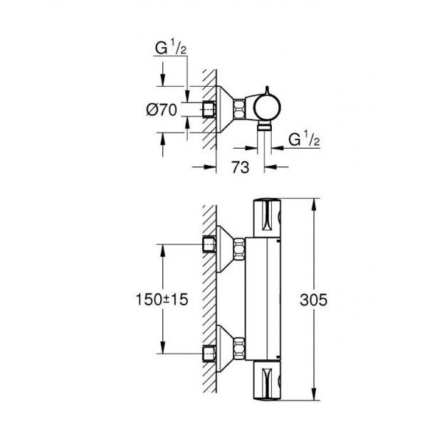Baterie dus GROHTHERM 800 cu termostat 34558000 Grohe - Img 2