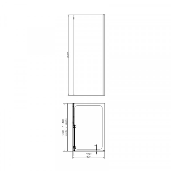 Cabina de dus Panda Black dreptunghiulara 100 x 80 cm, negru mat Mediterraneo - Img 2