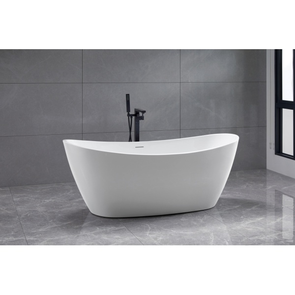 Cada freestanding ovala, alba din acril, 170x80x68 cm, Elegance, Eweca - Img 3