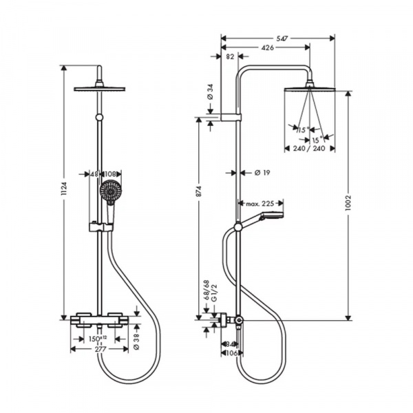 Coloana de dus cu baterie termostatata negru mat Hansgrohe Vernis Shape 240 26427670 Hansgrohe - Img 2