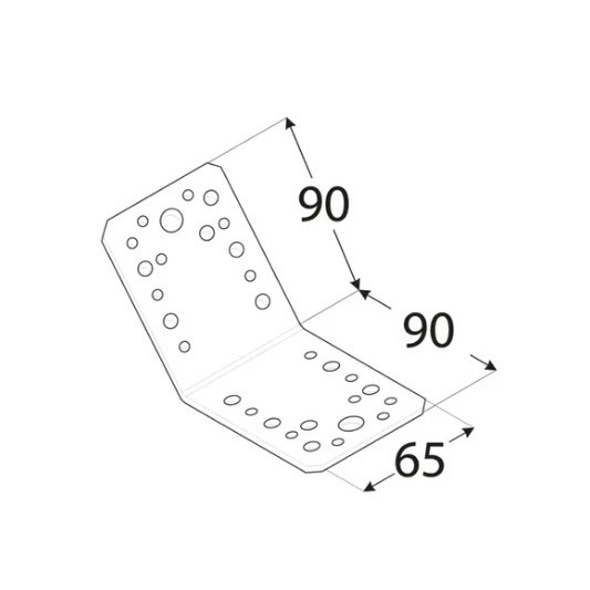 Coltar perforat in unghi de 135 grade, 90 x 90 x 65 x 2,5 mm - Img 2