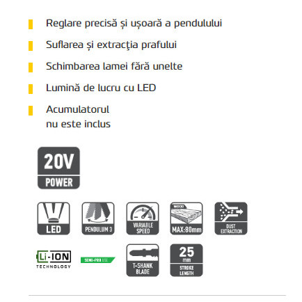 Fierastrau mecanic cu acumulator CJS 20 V/80 PLUS - Unimat.ro
