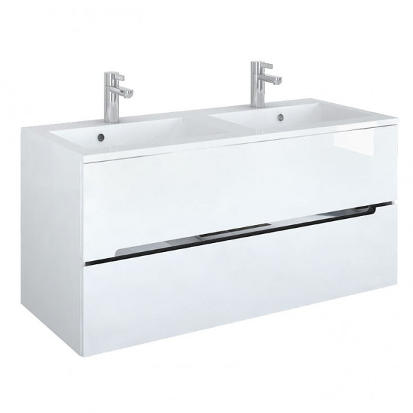 Lavoar baie dublu Silver, dreptunghiular alb din compozit 120cm ORSUME-SI-120-92-D Oristo - Img 2