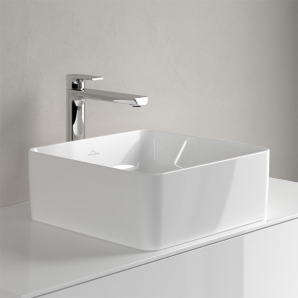 Lavoar baie pe blat COLLARO, patrat, alb din ceramica 38x38cm 4A213801 Villeroy&amp;Boch - Img 3