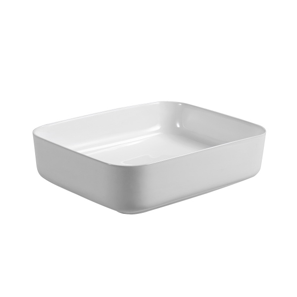 Lavoar baie pe blat Elegance, dreptunghiular, alb, din ceramica, 50 x 39 x 13 cm, Anahita - Img 5