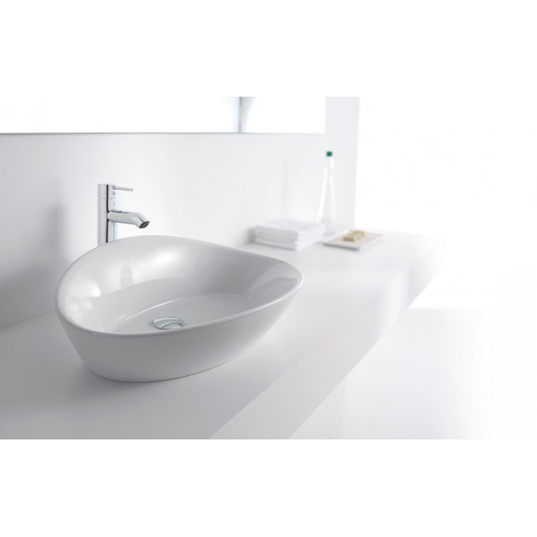 Lavoar baie pe blat Elipse, oval alb din ceramica 63x43cm 0425001 Gala - Img 2