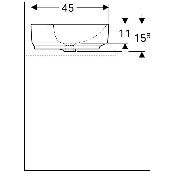 Lavoar baie pe blat VARIFORM, dreptunghiular, alb din ceramica 60x45cm 500.780.01.2 Geberit - Img 4