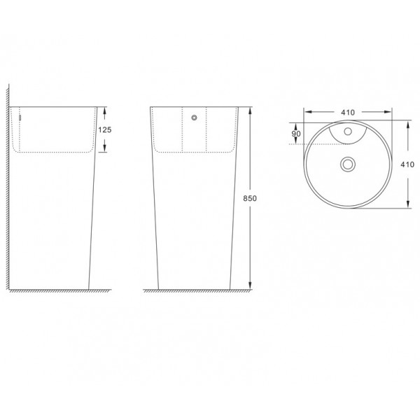Lavoar freestanding Athos-b, rotund alb din ceramica 40X40XH83 H16 Fluminia - Img 2