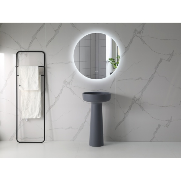Lavoar freestanding Eternity, rotund, gri, din compozit, 48 x 48 x 85 cm, Eweca - Img 2
