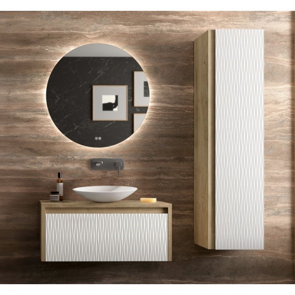 Mobilier Lambda 80cm Natural Oak Sertar Riflat Alb Coycama