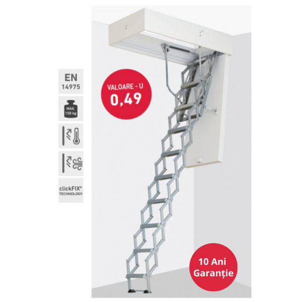 Scara de pod izolata DOLLE CLICK FIX 76 VARIO (scara metalica) - izolatie 7cm