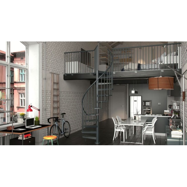 Scara in spirala din otel antracit diametru 155cm 13+1 trepte Toronto Dolle - Img 2