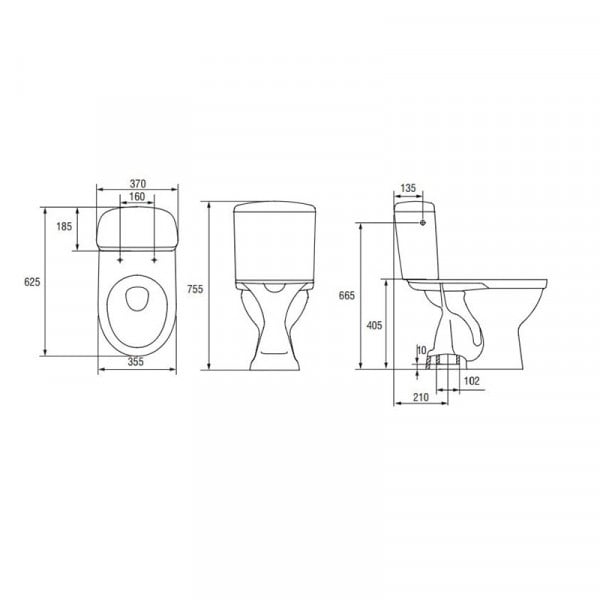 Vas WC cu rezervor și capac inclus, evacuare verticală, 62,5 x 37 x 75,5 cm, New Roma, Cersanit - Img 2