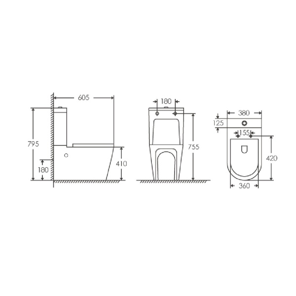 Vas WC stativ Lumia Anahita, alb, evacuare orizontala, rimless, 60,5 x 38 x 79,5 cm, capac soft close inclus - Img 2