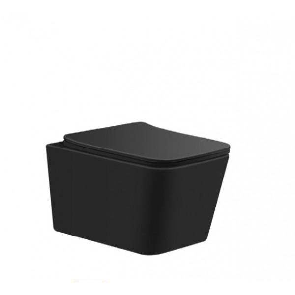 Vas WC suspendat Rimless cu capac Soft Close, 52 x 37 x 29 cm, negru mat, Recall, Anahita - Img 6