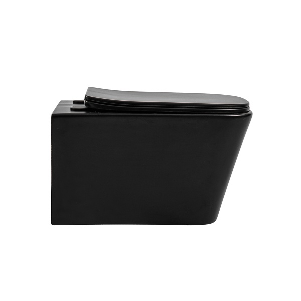 Vas WC suspendat Rimless cu capac Soft Close, 52 x 37 x 29 cm, negru mat, Recall, Anahita - Img 3