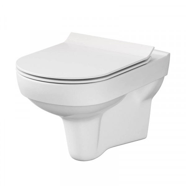 Vas WC suspendat Rimless cu capac Soft Close, 53 x 37 x 35,5 cm, alb, City K701-143, Cersanit - Img 4