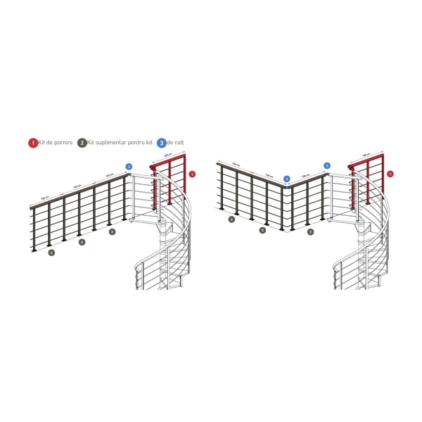 Balustrada de protectie stejar alb - kit suplimentar Clasic Dolle - Img 3