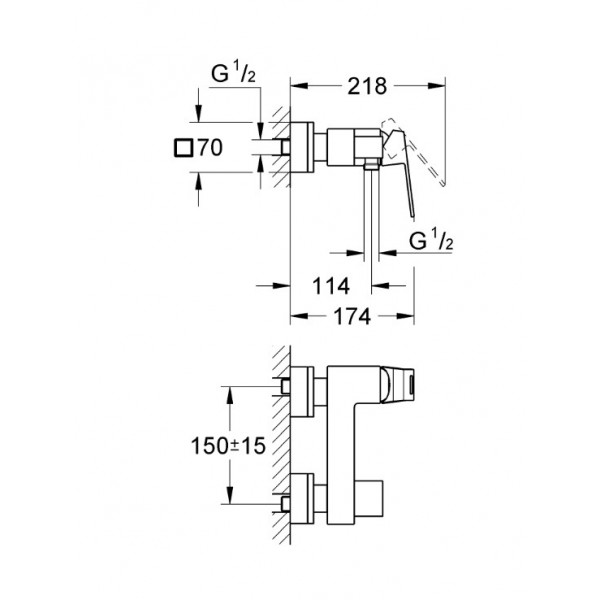 Baterie de dus monocomanda Eurocube Grohe 23145000 - Img 2