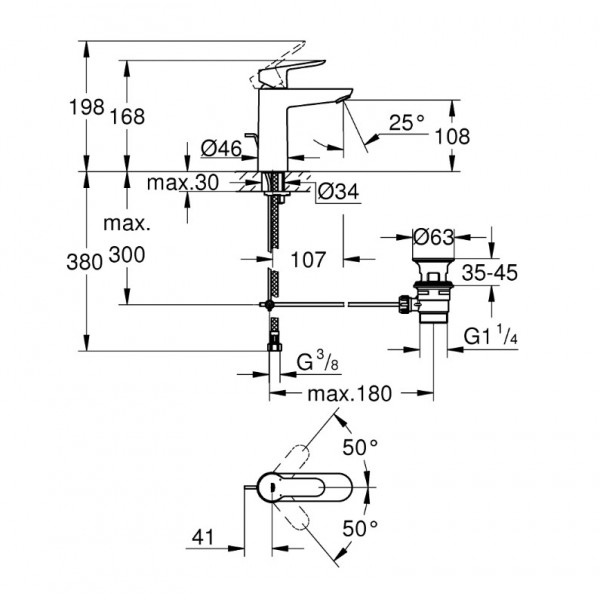 Baterie lavoar Bauedge M-size 23758000 Grohe - Img 2