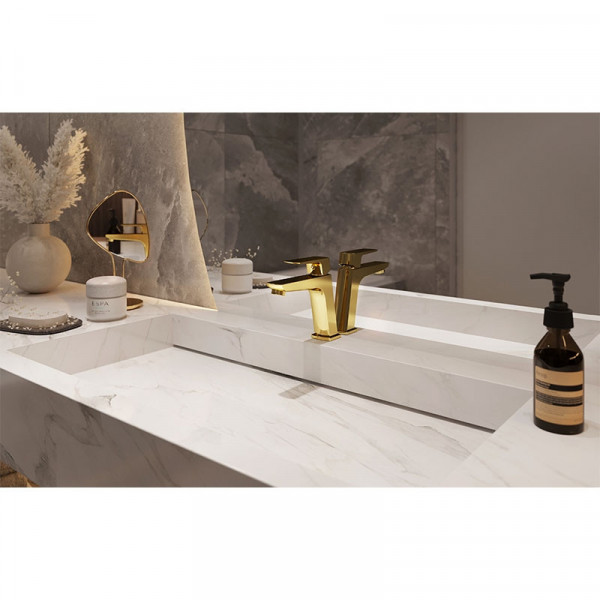 Baterie lavoar Vitto Verdeline cu ventil gold Ferro BVI2VLG - Img 3