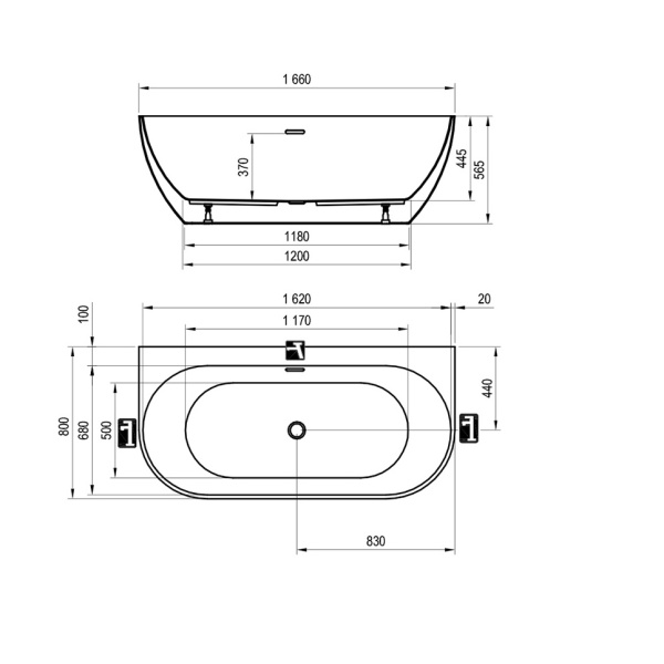 Cada freestanding la perete, alba din acril, Freedom Wall XC00100024, 166x80 cm, Ravak - Img 3