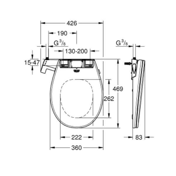 Capac WC cu functie bideu GROHE Bau Ceramic, Soft Close - Img 3